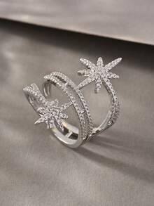 1 chiếc nhẫn đá Cubic Zirconia tinh tế, phù hợp cho nữ, thích hợp cho đám cưới, lễ đính hôn, kỷ niệm, tiệc tùng, ngày Valentine và các dịp khác. - Bạc - Xem 9