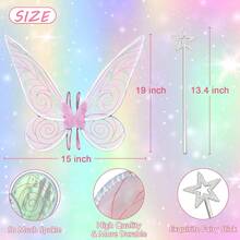 Quescu Fairy Wings For Adults,Butterfly Wings For Girls,Angel Wings,Fairy Costume For Women Halloween Dress Up Party Favor (Pink),18556350 - 玫紅色 - 查看 2