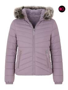 Big City Basic Girl's Quilted Jacket Plush Interior Casual Fashion With Hood - Lilac Purple - View 3