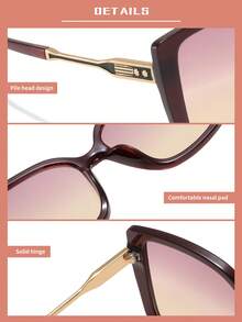 LALAMOLI LALAMOLI quadratische Oversized Vollrand Modebrillen mit dekorativen Bügeln, Outdoor Strand Urlaubsgeschenk