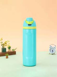 1 pieza Nuevo vaso de frutas de alta calidad, vaso con doble pajita fresco y creativo, botella deportiva portátil para exteriores con cierre, vaso con tapa rebotable, taza de café de acero inoxidable, botella de agua a prueba de fugas de doble capa, adecuada para la escuela, camping y senderismo