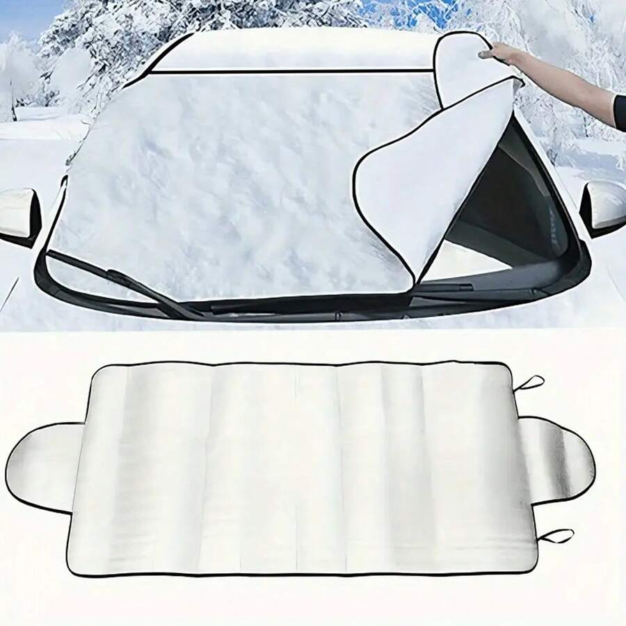 Car Windshield Snow Cover, Anti-Freeze Windshield Cover, Magnetic Front Window Visor, Thickened Protector/Car Windshield Snow Anti-UV Cover, Front Window Anti-Frost Outdoor Protector, Suitable For Most Models, Available In All Seasons - Silver - View 1