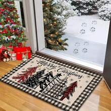 2 piezas Alfombras de piso navideñas, alfombras de piso de cocina con lujoso patrón de árbol de Navidad de colores, tema de alegría, decoración de ambiente navideño, perfectas para estudio, cocina, dormitorio, decoración del hogar, creando una atmósfera alegre y exquisita - Multicolor - Ver 15