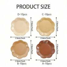 10 件/20 件/40 件/50 件/套，棕色纸盘渐变棕色派对盘 7 英寸一次性扇形甜点盘，适用于生日婚礼新娘订婚婴儿送礼会派对用品甜点餐具派对装饰品，适用于万圣节、圣诞节活动和派对用品