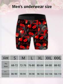 1 条装男士新奇短裤，个性时尚图案印花，四针六线工艺，涤纶纤维弹力面料，柔软亲肤，速干透气，情人节礼物，松紧腰带，调皮可爱男士休闲内裤 - 彩色 - 查看 9