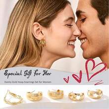 24 Pairs Gold Hoop Earrings Set For Women Multipack, Hypoallergenic Chunky Chain Twisted Hoop Earrings Pack, Fashion Dangle Earrings Jewelry For Gift