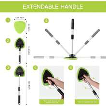 11pcs Auto Windshield Cleaning Kit With 6 Reusable Microfiber Pads, 2 Spray Bottles, Extendable Handles - Green, Popular Auto Cleaning Essential - 粉色 - 查看 10