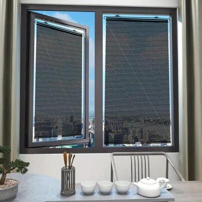 1pc Cordless Blackout Roller Shades With Suction Cups - Window Blinds For Bedroom, Living Room, Home Office - PVC Material, Office Window Treatment | Modern Window Treatment | PVC Roller Shades, Window Blinds For Living Room