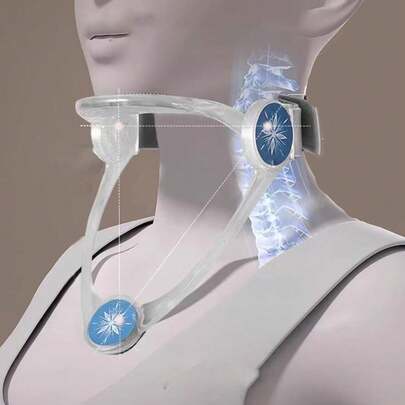 Adjustable Ergonomic Neck Brace With Lightweight Air Support - Adjustable Blue & Pink Ergonomic Collar Support For Desk, Office, And Home Use - Promotes Good Posture And Reduces Neck Strain, Neck Brace, Desk Ergonomics, Stylish Accessory, Durable Construction Adjustable Ergonomic Neck Brace With Lightweight Air Support