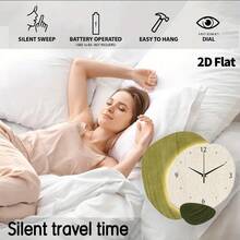 2 D plat, 1 pièce Horloge murale décorative minimaliste moderne et créative, mouvement à quartz super silencieux sans tic-tac, convient pour la décoration de la chambre, de la salle à manger, du salon, du bureau, du canapé et des murs, décoration d'intérieur