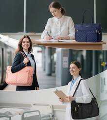  Teacher Tote Bag 15.6 Inch Laptop Bag For Women Work Bag Laptop Tote Nurse Bag Professional Computer Messenger Bag, Laptop Briefcase For Office, College, Nursing, Large Utility Tote Messenger Shoulder Bag, Best Teachers Day Gift ﻿ - 黑色 - 查看 5