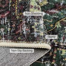 Fast LogisticsBoho Rugs Washable 5x7 Area Rugs Living Room Vintage Dark Green Black Neutral Modern Non Slip Carpet Jungle Hunter Green For Nursery Living Room Dining Room Bedroom FarmhouseFast Logistics