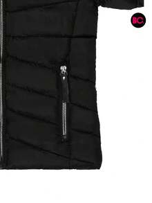 Big City Basic Girl's Quilted Jacket Plush Interior Casual Fashion With Hood - 黑色 - 查看 6