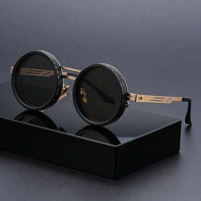 1 Kính thời trang tròn đổi màu có thể điều chỉnh phong cách cổ điển, màu trơn, thích hợp khi lái xe, tiệc tùng, nghỉ mát, lễ hội âm nhạc, hòa nhạc, trang phục hàng ngày, phụ kiện và quà tặng lý tưởng