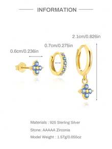 EleRunis 3pcs S925 Sterling Silver Opal Flower Hoop Earrings Creative Classic Tiny Cartilage Earrings Cubic Zirconia Earrings For Women Wedding Party Wedding Engagement Party Gift