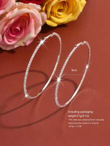 Hoa tai vòng bạc đính đá thời trang, 10cm/9cm/8cm - Bông tai bạc 885 cỡ lớn - Xem 10