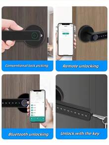 The Smart Door Lock Offers Four Unlocking Methods: Fingerprint Unlock, Password Unlock, Key Unlock And Remote Unlock. This Enables You To Open The Door More Conveniently.