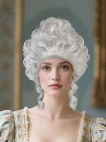 优雅女士维多利亚宫廷复古假发 - 经典18世纪殖民时期历史角色扮演假发，复古洛可可风格欧洲女王服装假发，短款大卷巴洛克蓬松盘发蜂窝式假发，适合节日、文艺复兴派对、戏剧表演、化装舞会、毕业舞会和皇家主题活动，多种鲜艳颜色可选（银色、金色、粉色、亮红色、黑色、深棕色）的合成假发 - 彩色 - 查看 15