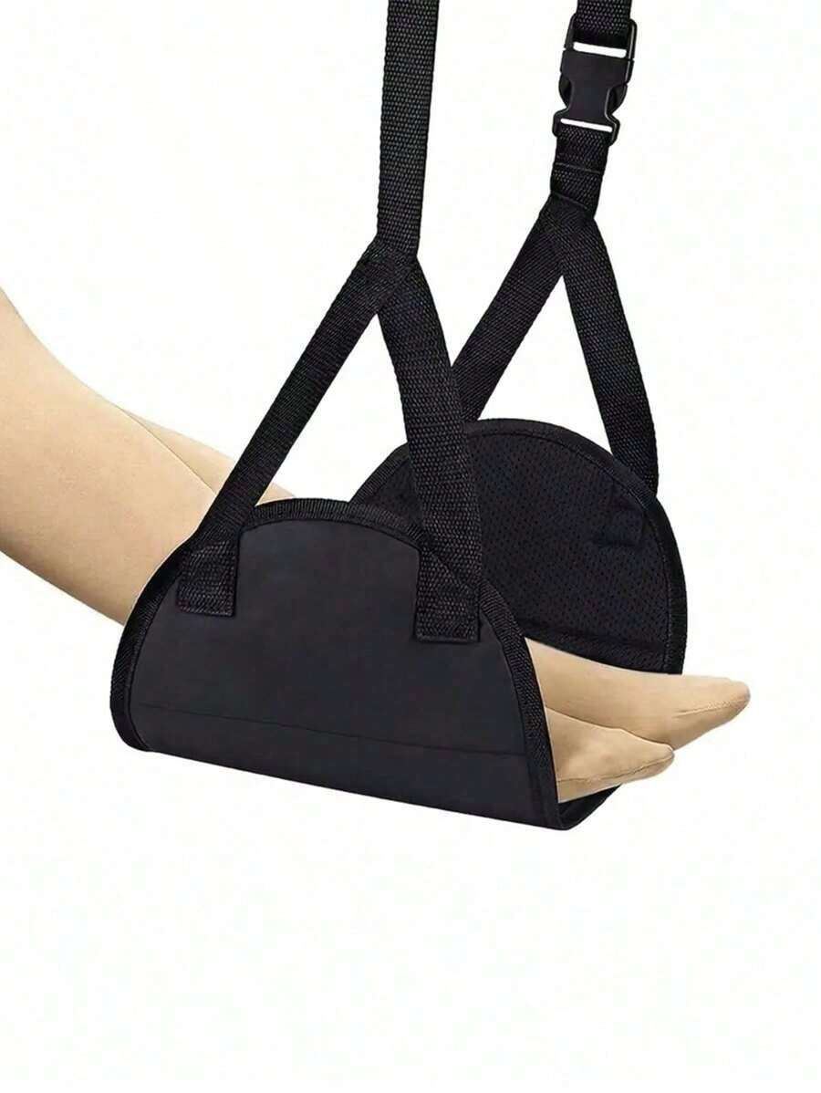 1pc Black Airplane Footrest Portable Adjustable Strap Travel Lightweight  Desk Hammock Leg Rest Airplanes, Offices, Outdoors, And. Travel Essentials School Back To School School Supplies Holiday Camping Holiday Essentials Vacation Accessories Summer - Multicolor - View 1