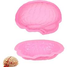 万圣节僵尸大脑形状硅胶烘焙模具 - 适用于蛋糕、糖果、肥皂、布丁和巧克力，理想的万圣节装饰 - 彩色 - 查看 1