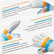 Soccer Goalie Goalkeeper Gloves – Pro-Level Super Superior Grip, Enhanced Finger Protection, Breathable & Durable Comfort For Training, Matches – Adult Sizes 6-10 - 白色 - 查看 4