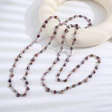 波西米亚海滩风格项链，彩色贝壳串珠长项链，女士款 - 淡紫色 - 查看 2