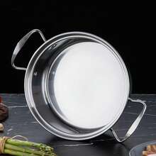 1pc Stainless Steel Pot With Transparent Glass Lid, Thick Small Pot Suitable For 1-2 People, Suitable For Home Or Buffet Single-Pot Use - Silver - View 9