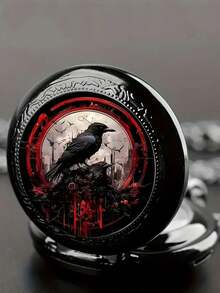 中号彩色图案复古翻盖装饰怀表项链，独特石英怀表，男女学生适用 - 均碼 - 查看 5