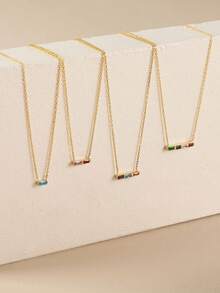 12种颜色可选，可定制诞生石项链，生日和节日的完美礼物，适合日常佩戴、节日庆典、宴会、派对及各种场合。独特设计，个性化定制，时尚精致。 - 彩色 - 查看 8