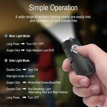 1pc Bright Keychain Flashlight, Mini Rechargeable EDC Emergency Light, Portable Multi-Color Light Source With Clip - Black - View 6