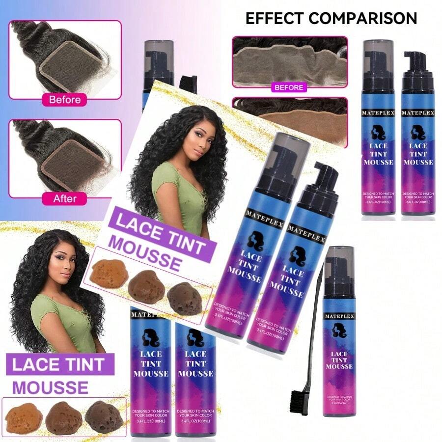 Foaming Lace Tint Mousse For Wigs Melting Tinted Mousse For Lace Grids Natural Finishing Color And Lightweight 3.4 Oz 100ml Light Brown
