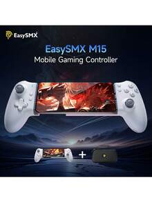 EasySMX M15 Android Mobile Game Controller, Compatible With IOS 15 And Above, Most Android Phones, Supports Bluetooth & Wired Connection, 6-Level Vibration Feedback, Advanced Mechanical Buttons, Hall Effect Joystick And Triggers, Programmable (Includes Storage Bag)