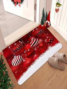 1/2 pièces Paillasson de Noël joyeux - Tapis de sol conçu avec flocons de neige et cloche rouge, en polyester lavable en machine, convient pour une utilisation intérieure/extérieure, parfait pour les entrées, les chambres à coucher et la décoration de la maison