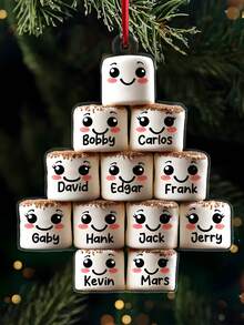 1 pièce Ornement de Noël personnalisé en forme de guimauve pour la famille Ornement de Noël souvenir personnalisé avec nom Mignon couple de guimauves Ornement pour enfants, parents, grands-parents Décoration unique Cadeau de Noël 2025 pour la famille, les amis, les couples et les bien-aimés Décorations de Noël Décoration de chambre Décoration d'automne Décorations de Noël Maison Décoration d'automne Maison Décoration de Noël