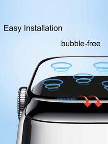 BOLLYMORE 2pcs/Set Bubble-Free Screen Protector Film Compatible With Apple Watch, Gift For Birthday, Family, Friends, Watch Screen Protector, Watch Protective Case, Watch Accessories, Waterproof, Shockproof, Anti-Fall, Anti-Scratch, Anti-Fingerprint Full Coverage Screen Protection, Essential For Daily Use, Office, Home - Black - View 3
