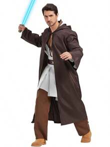 Anakin Costume Adult Men Tunic Hooded Robe Outfits Halloween Cosplay Uniform - Dark Black - View 11