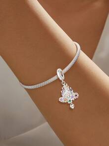 1pc 925 Sterling Silver Colorful Heart Shaped Pendant, Suitable For Women Bracelet, Bangle DIY Jewelry Making And Daily Outfit Matching, An Ideal Accessory For Girls