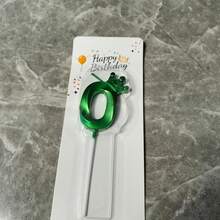 1件創意綠色皇冠造型0-9數字生日蠟燭，生日蛋糕裝飾，生日派對裝飾，適用於生日、週年紀念、性別揭曉派對、單身女派對、畢業典禮 - 綠色 - 查看 5