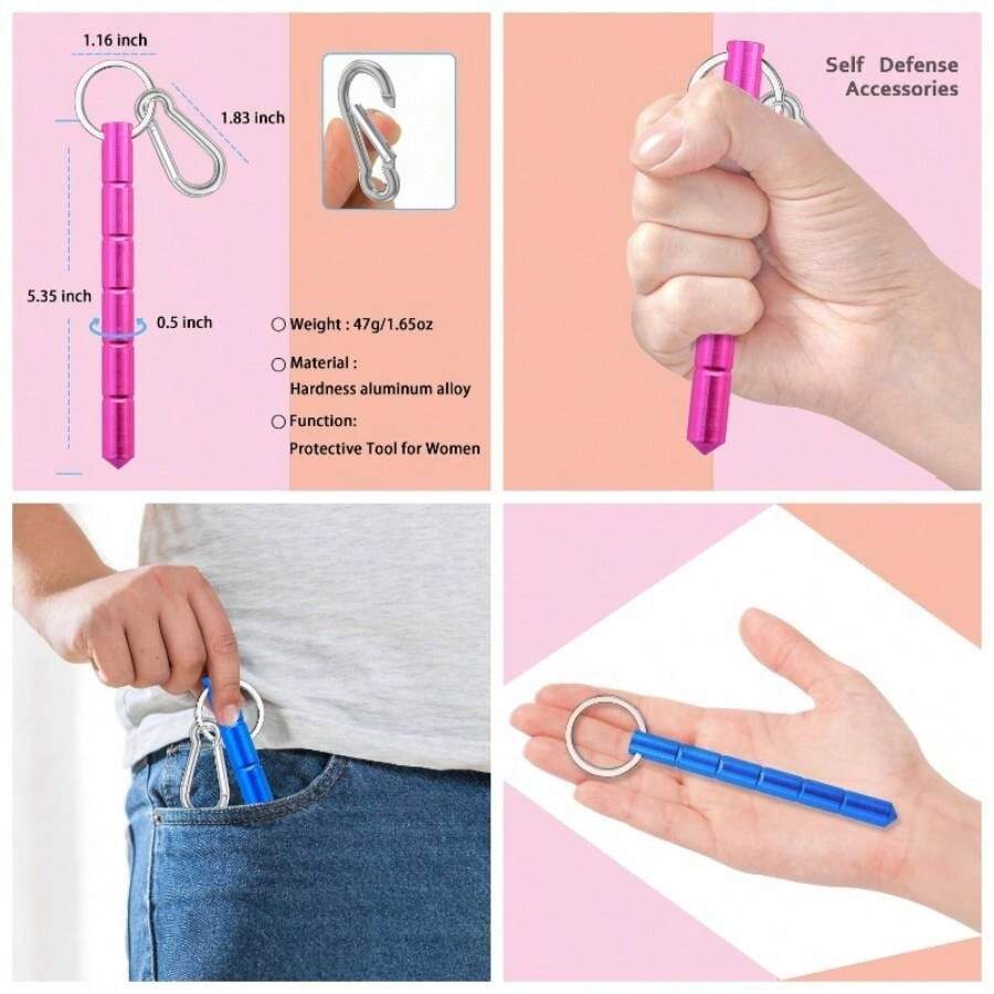 3Pcs Safety Keychain Set Keychain Accessories Safety Stick With 3Pcs Carabiner Clips Women Ladies Girls