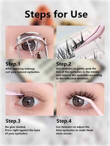 36 Büschel, 9-12 mm Länge, Wimpernstreifen mit Selbstklebefunktion, gekräuselt C/D, W-förmig gekräuselter Blütenblatt-Stil, Augen erscheinen größer, natürlich dicht, für Anfänger, lässige Trilogie, Cos simulierte Wimpern, Segmentierung, Cartoon-Stil