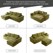 MAXYOYO L-Shaped Modular Sofa With Convertible Left/Right Ottoman,Cloud-Textured Tufted Cushions,Four Combinations,Sofa In A Box,No Assembly Required - Green - View 4