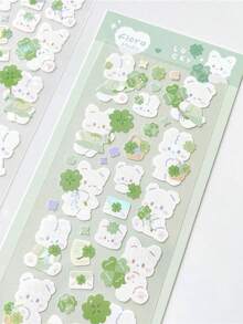1张可爱兔子系列贴纸，彩虹兔子配金属闪粉，适合韩流粉丝、日记装饰和日常使用。 - 彩色 - 查看 19
