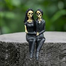 Halloween Couple Skeleton Figurines Spooky Halloween Skeleton Decor For Desktop Home Holiday