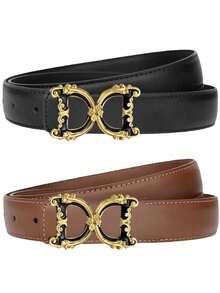 1/2pcs Ladies' Belt, Casual Commuting Fashion Belt, Girls' Youth Versatile Korean Version Pants Belt, Internet Famous Same Style