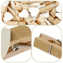 10pcs Red Heart Clips, Wooden Love Heart Shaped Clothespins For Photo Paper Notes Memo Clips, Mini Clothespins For Home Wedding Decoration Stationery