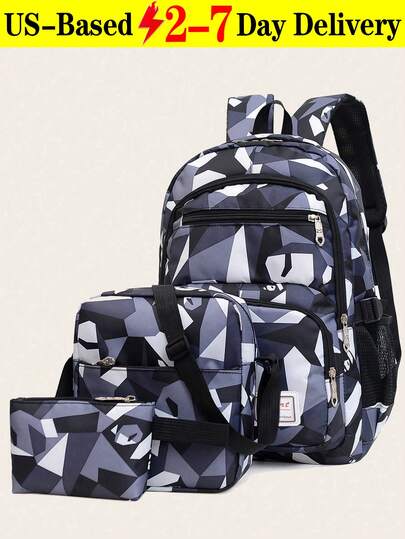 Fashionable New Campus Backpack Three-Piece Set, Junior High School Students High School Students Large-Capacity Schoolbag, Waterproof Shoulder Bag, Student Backpack With Adjustable Ring, Diamond Cool Student Schoolbag, Casual Backpack, Computer Laptop Bag, Tablet Bag, Wallet,Backpack Women,Mini Backpack,Small Purse,Computer Bag,College Bag