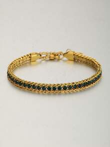 1pc Delicate Zirconia Stainless Steel Chain Bracelet For Women For Party - Multicolor - View 13