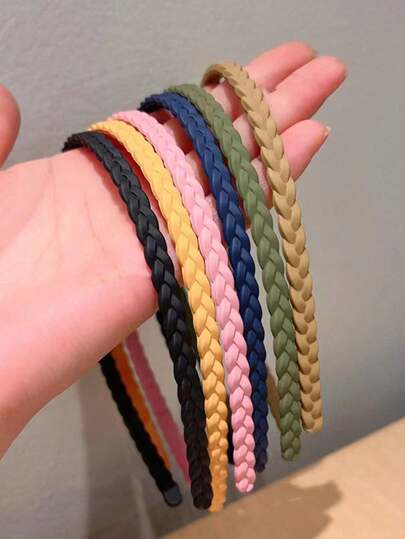 4/6/12 piezas Aros para el cabello de plástico trenzados simples y delgados para niñas, aptos para uso diario