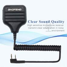 Baofeng - Black Single Unit - H7 Handheld Microphone For Walkie Talkie, Lightweight Accessory, Wired Remote Speaker For Outdoor Communication, Clear Audio