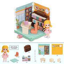 DIY Mini Haus Bau Miniatur Set mit Möbeln, kreatives Zimmer Mini Puppenhaus, kreatives Spielzeug Heim Dekoration einzigartiges Hobby Geschenk - Verschiedenfarbig - Übersicht 18